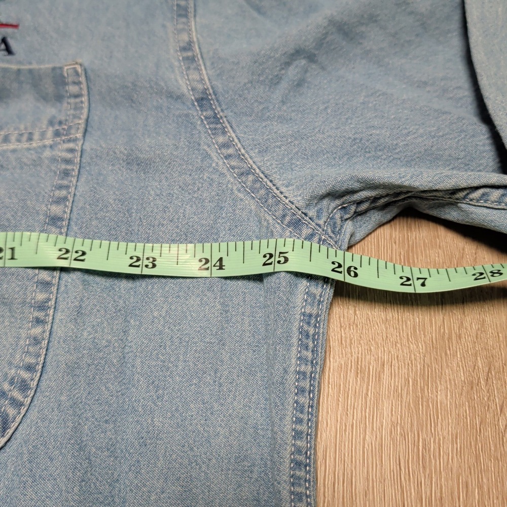 Vintage All Sport Denim Shirt Mens L Fits‎ XL Chambray Alaska Embroidered Cotton - Picture 5 of 6